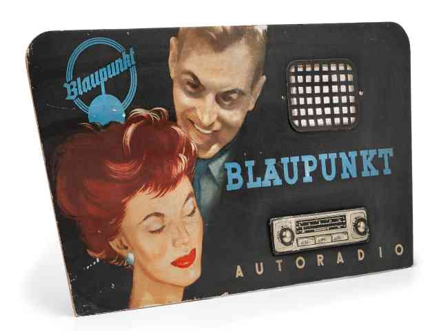 Werbeschild für Kofferradio von Blaupunkt